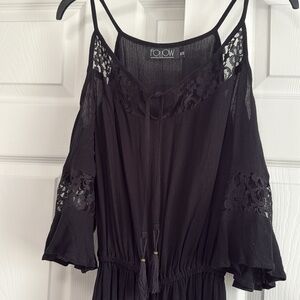 Black Lace Cold Shoulder Romper